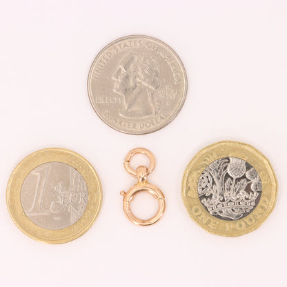Antique 9ct Hallmarked Rose Gold Spring Ring Clasp Charm Holder Fastener Clip