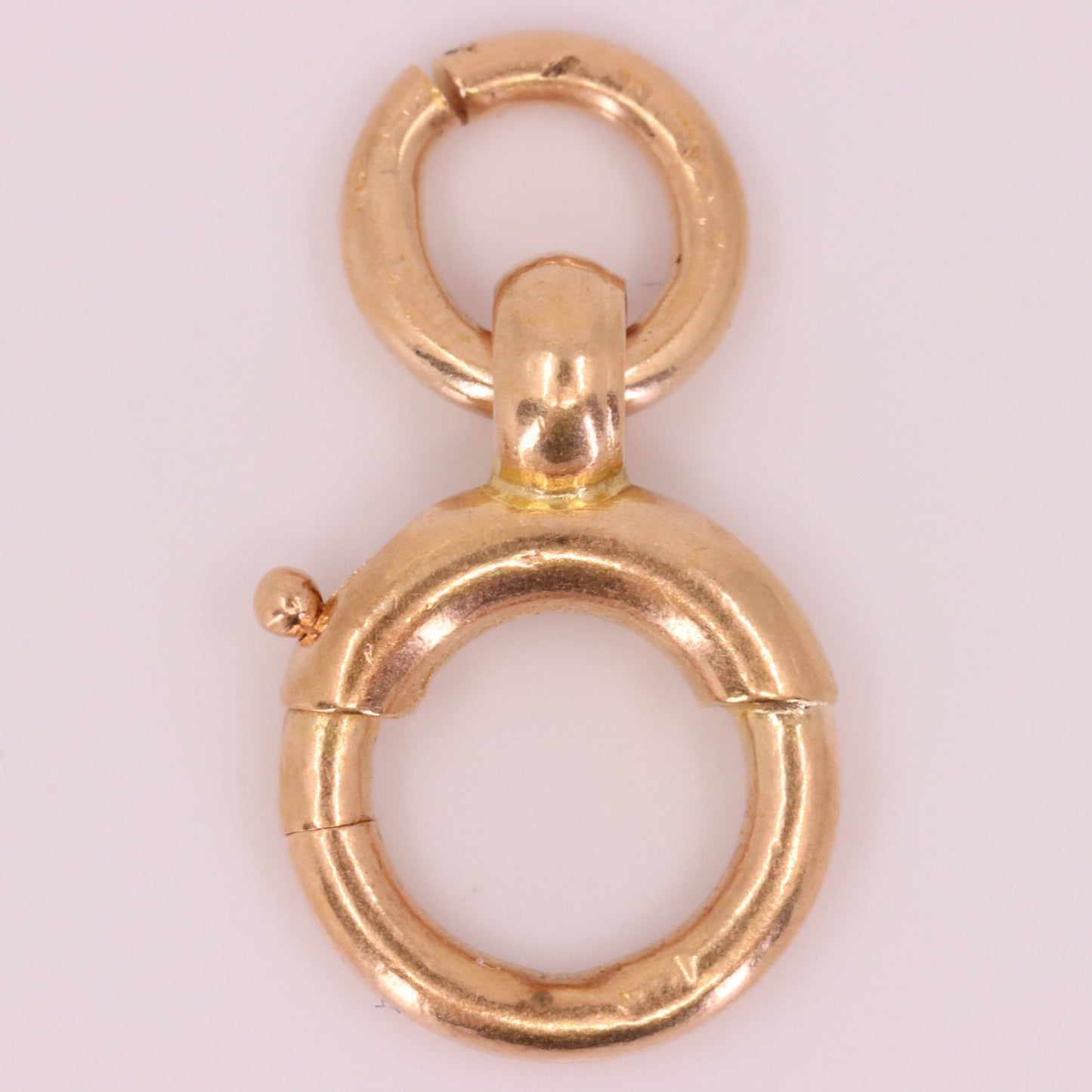 Antique 9ct Hallmarked Rose Gold Spring Ring Clasp Charm Holder Fastener Clip