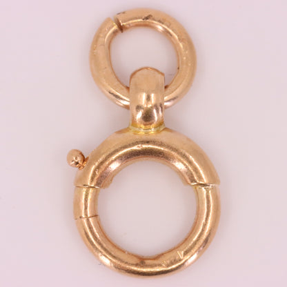 Antique 9ct Hallmarked Rose Gold Spring Ring Clasp Charm Holder Fastener Clip