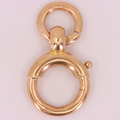 Antique 9ct Hallmarked Rose Gold Spring Ring Clasp Charm Holder Fastener Clip