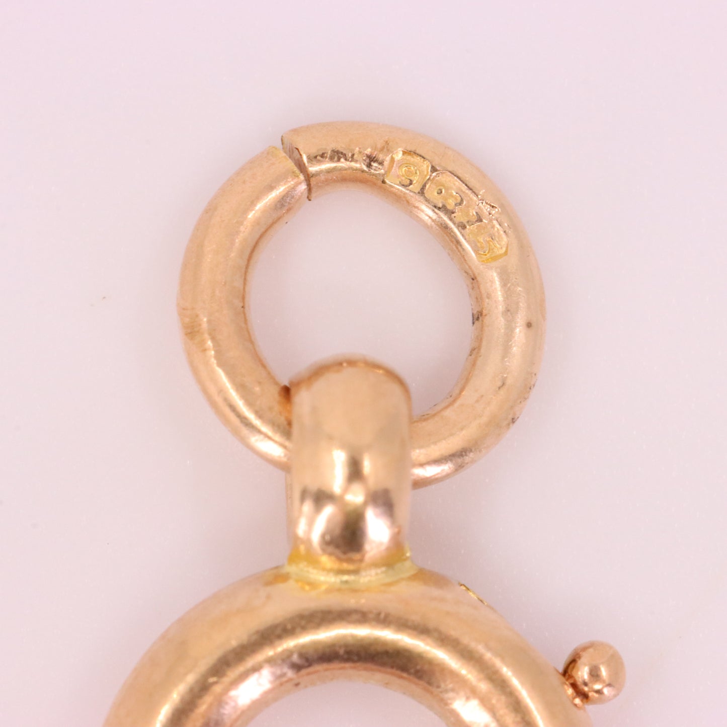 Antique 9ct Hallmarked Rose Gold Spring Ring Clasp Charm Holder Fastener Clip