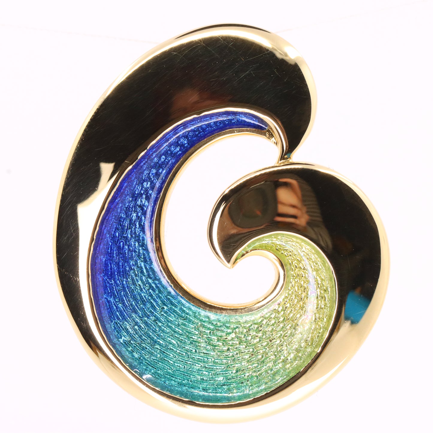 Sheila Fleet 18ct Hallmarked Gold Wave Enamel Pendant Orkney Designer Boxed Gift