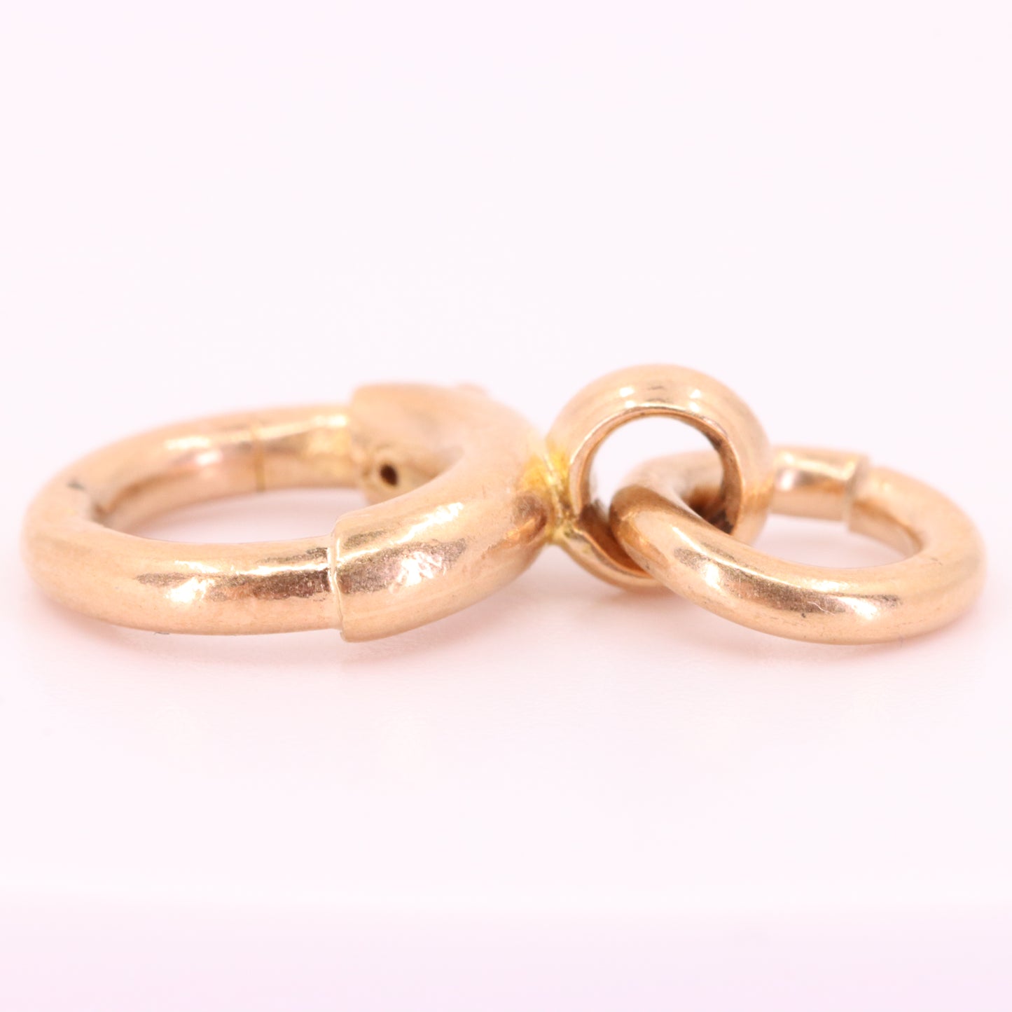 Antique 9ct Hallmarked Rose Gold Spring Ring Clasp Charm Holder Fastener Clip