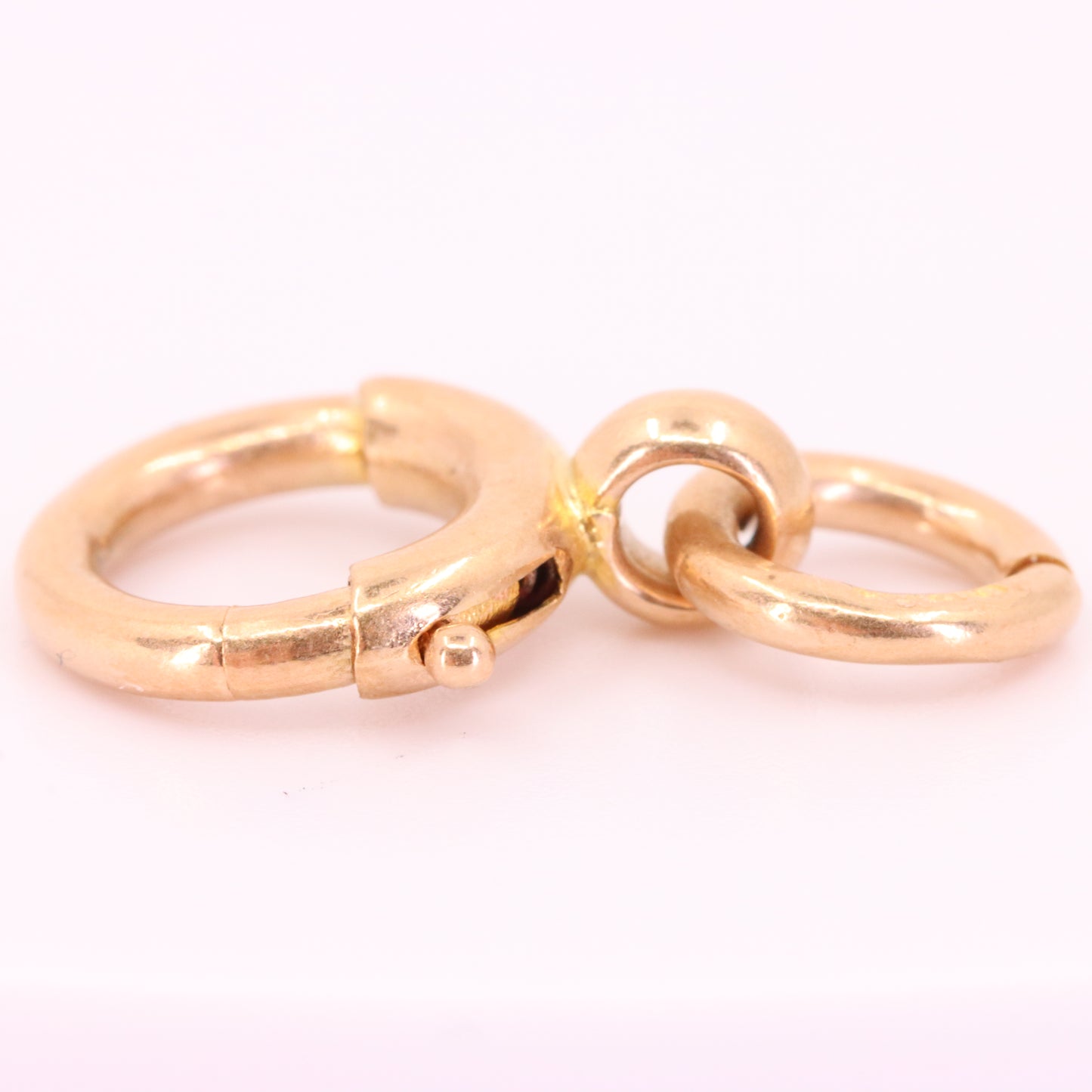 Antique 9ct Hallmarked Rose Gold Spring Ring Clasp Charm Holder Fastener Clip