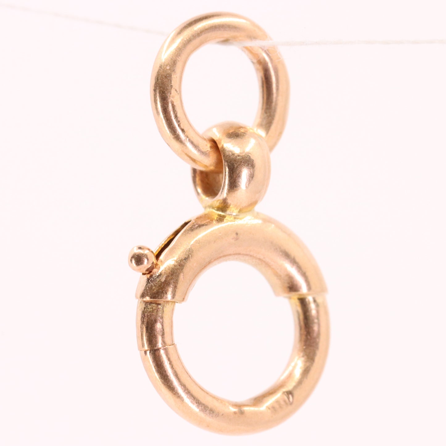 Antique 9ct Hallmarked Rose Gold Spring Ring Clasp Charm Holder Fastener Clip