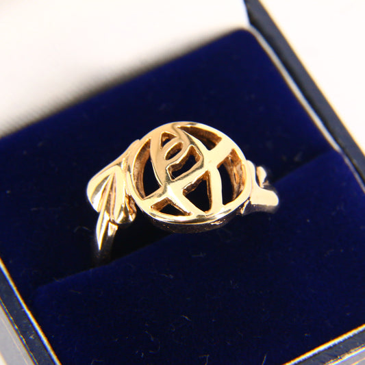 Vintage 9ct Rennie Mackintosh Gold Ring UK Size T 1/2 Hallmarked Yellow Gold Boxed Gift