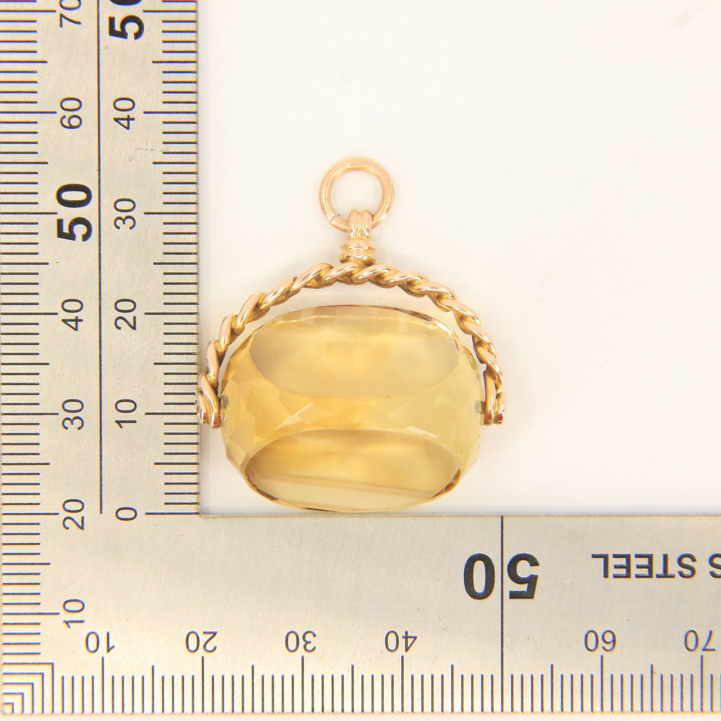 Antique 9ct Gold Hallmarked Citrine Spinner Pendant Charm Yellow Gold