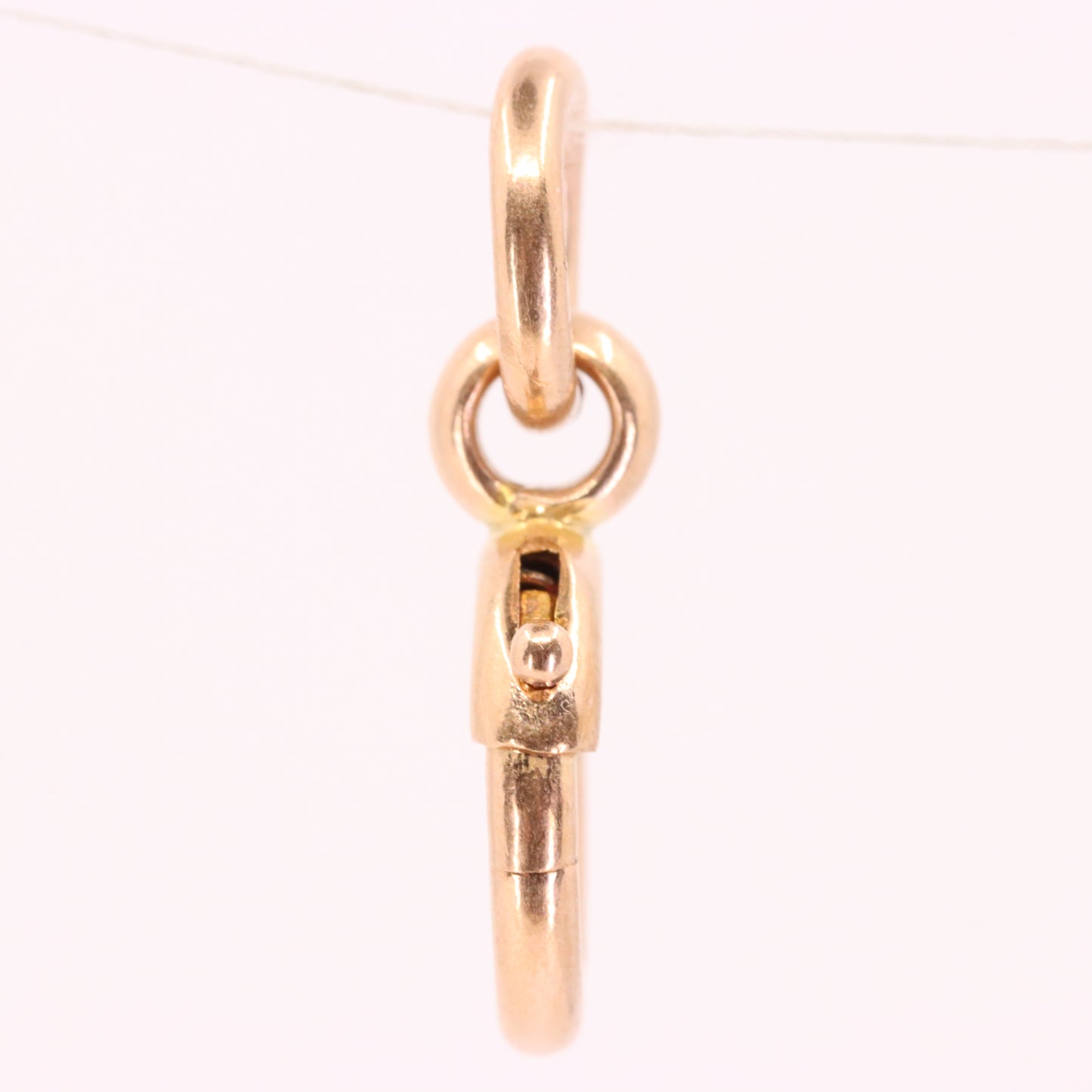 Antique 9ct Hallmarked Rose Gold Spring Ring Clasp Charm Holder Fastener Clip