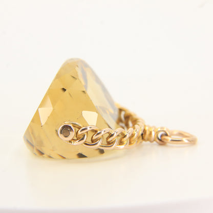 Antique 9ct Gold Hallmarked Citrine Spinner Pendant Charm Yellow Gold