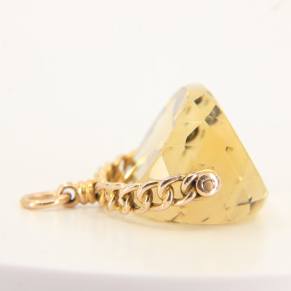Antique 9ct Gold Hallmarked Citrine Spinner Pendant Charm Yellow Gold