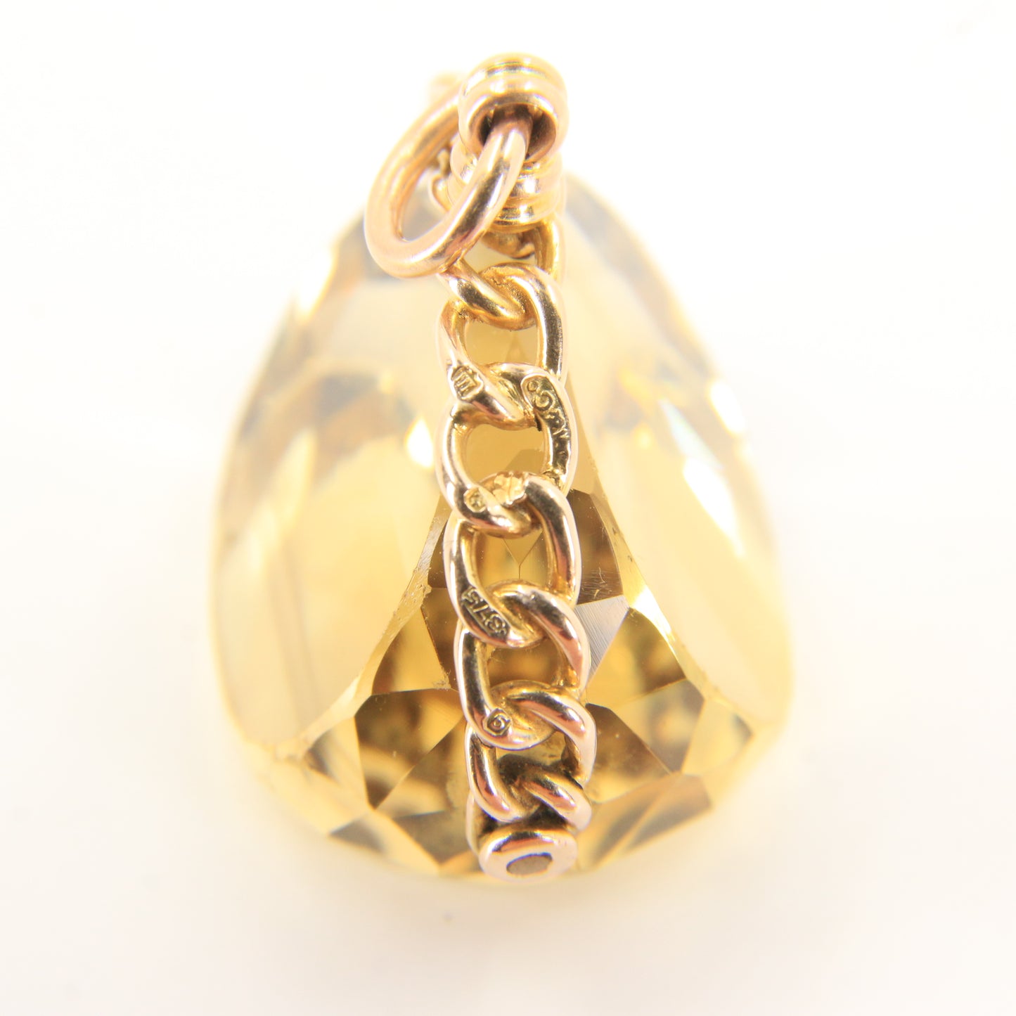Antique 9ct Gold Hallmarked Citrine Spinner Pendant Charm Yellow Gold