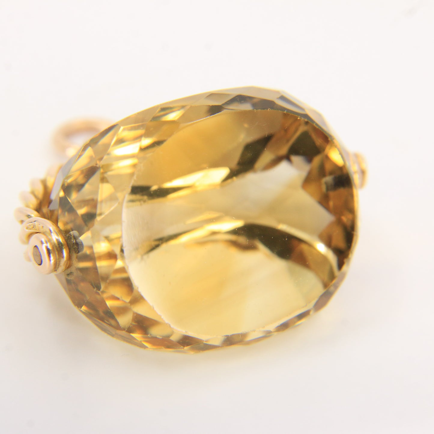 Antique 9ct Gold Hallmarked Citrine Spinner Pendant Charm Yellow Gold