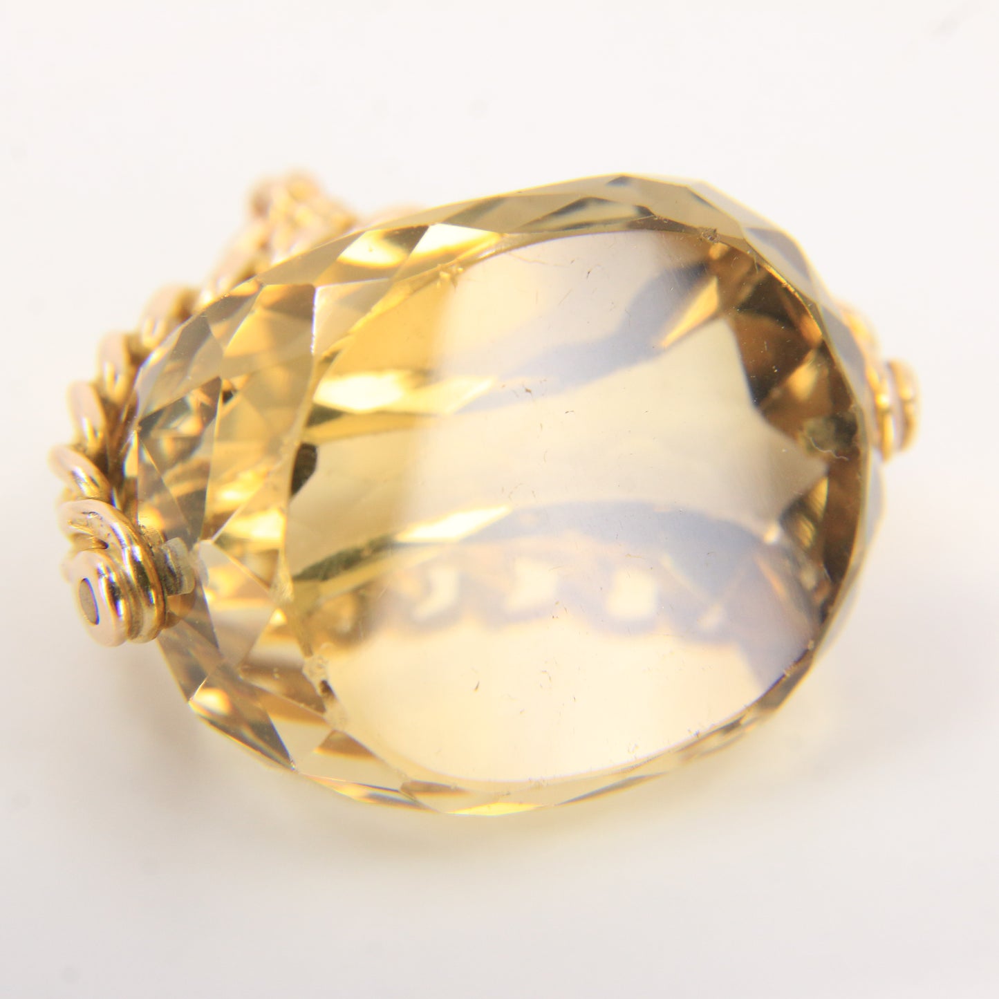 Antique 9ct Gold Hallmarked Citrine Spinner Pendant Charm Yellow Gold