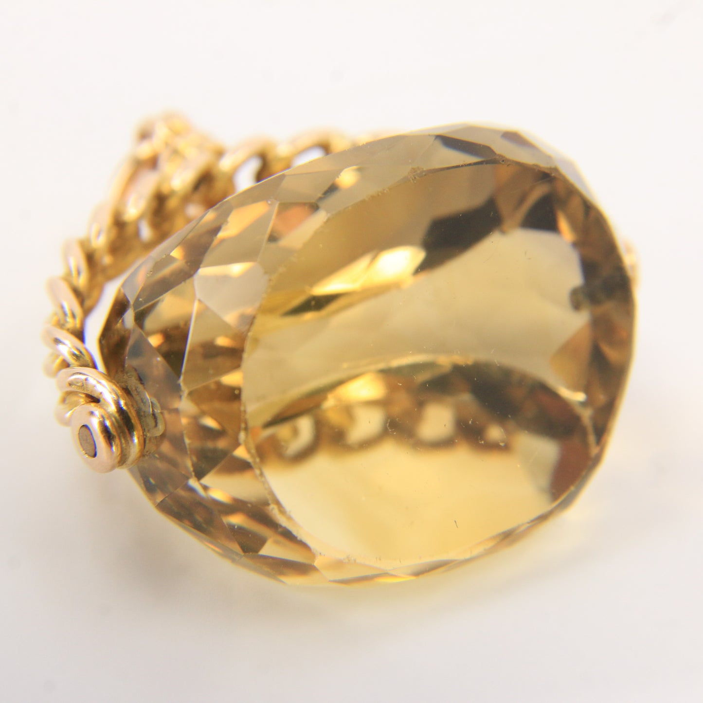 Antique 9ct Gold Hallmarked Citrine Spinner Pendant Charm Yellow Gold
