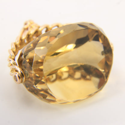 Antique 9ct Gold Hallmarked Citrine Spinner Pendant Charm Yellow Gold