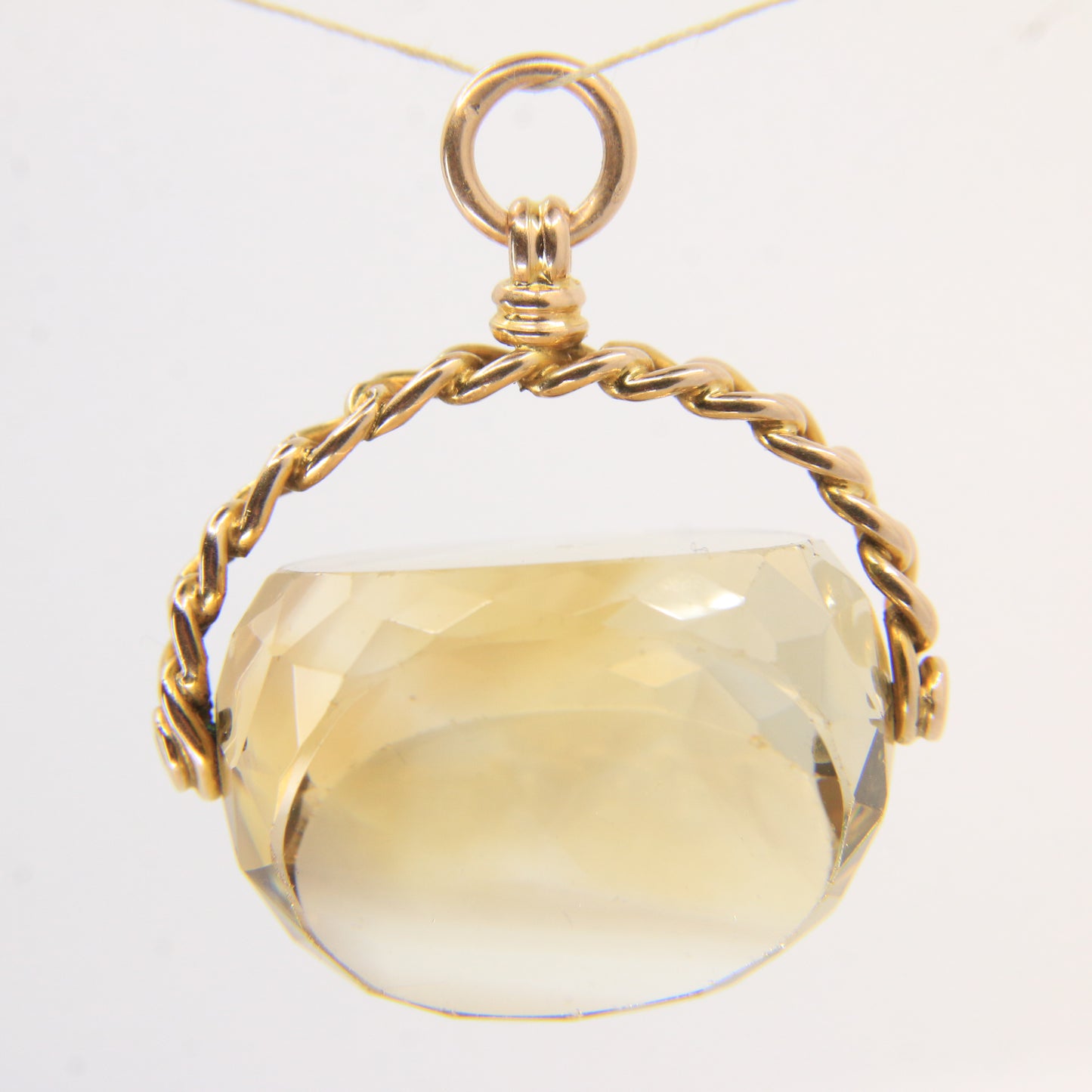 Antique 9ct Gold Hallmarked Citrine Spinner Pendant Charm Yellow Gold