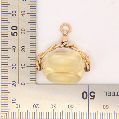 Vintage 9ct Gold Hallmarked Citrine Spinner Pendant Charm Solid Yellow Gold