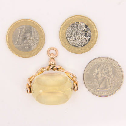 Vintage 9ct Gold Hallmarked Citrine Spinner Pendant Charm Solid Yellow Gold