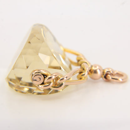 Vintage 9ct Gold Hallmarked Citrine Spinner Pendant Charm Solid Yellow Gold