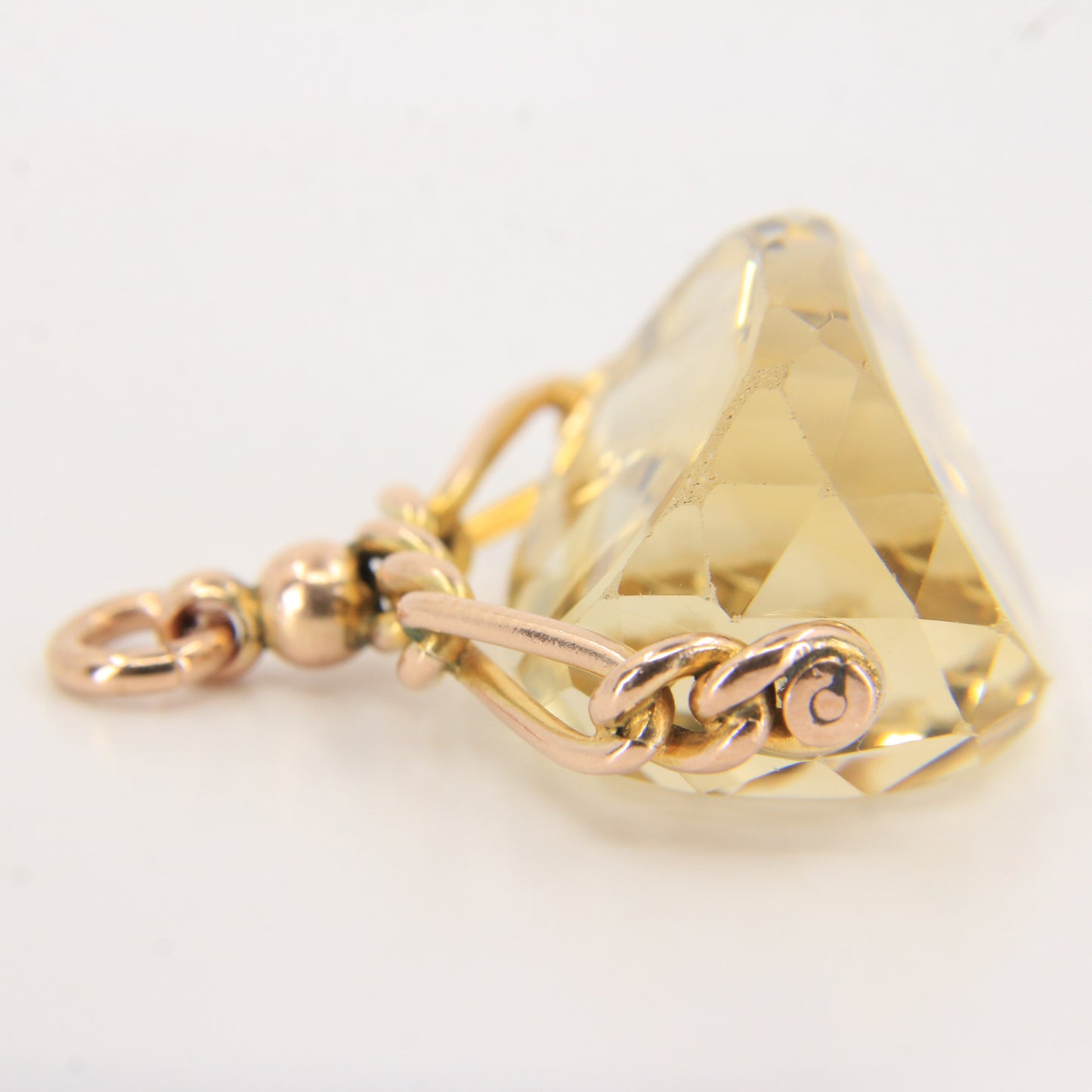 Vintage 9ct Gold Hallmarked Citrine Spinner Pendant Charm Solid Yellow Gold