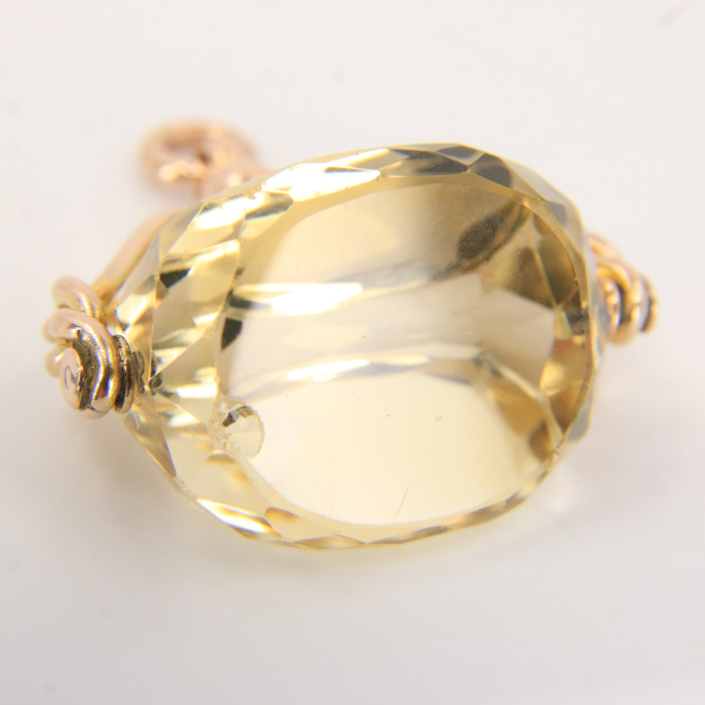 Vintage 9ct Gold Hallmarked Citrine Spinner Pendant Charm Solid Yellow Gold