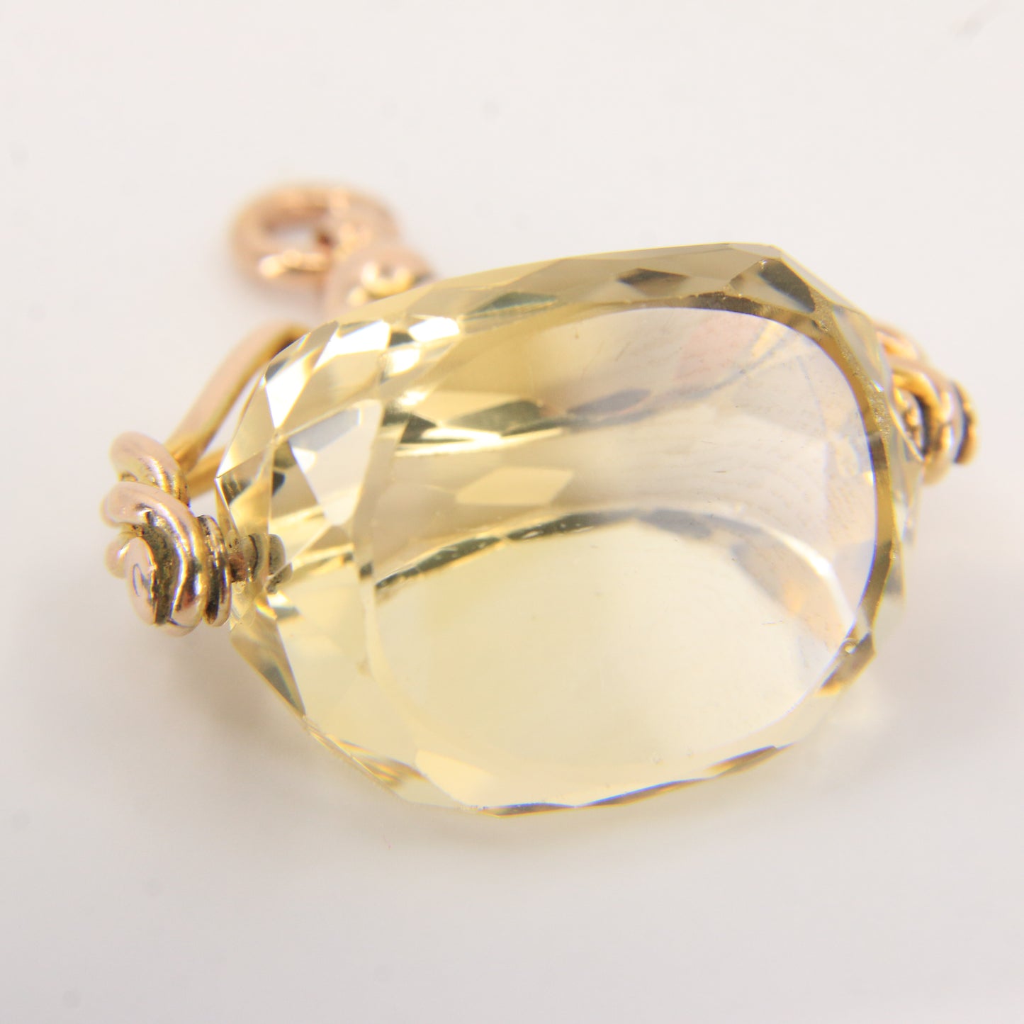 Vintage 9ct Gold Hallmarked Citrine Spinner Pendant Charm Solid Yellow Gold