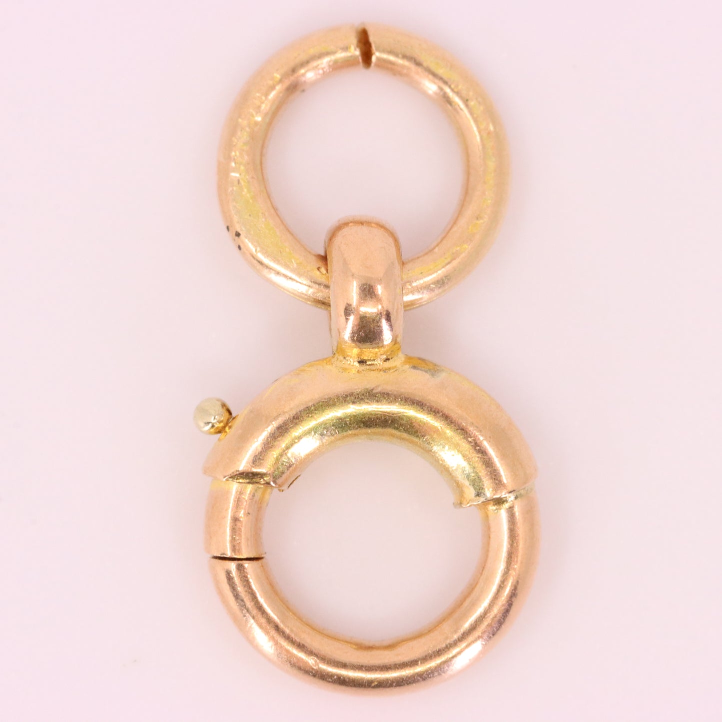 Antique 9ct Hallmarked Rose Gold Spring Ring Clasp Fastener Charm Holder Clip