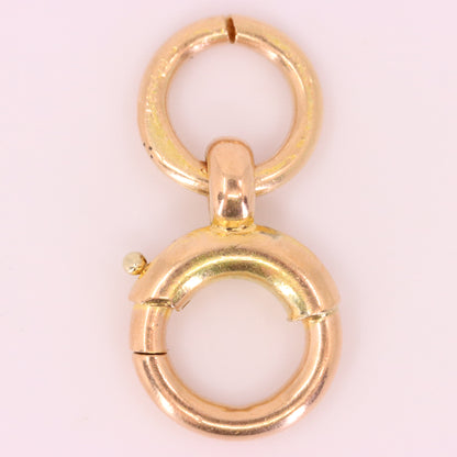 Antique 9ct Hallmarked Rose Gold Spring Ring Clasp Fastener Charm Holder Clip