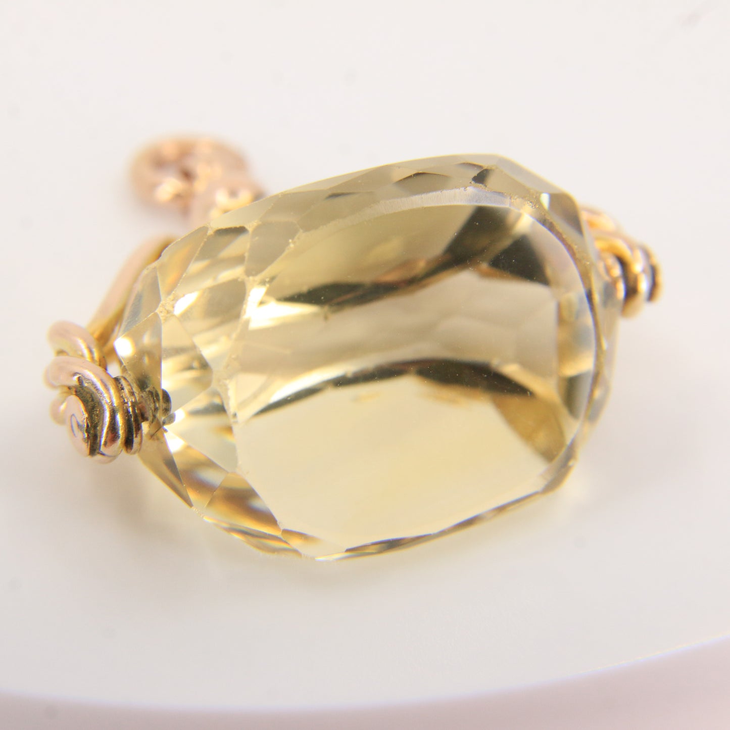 Vintage 9ct Gold Hallmarked Citrine Spinner Pendant Charm Solid Yellow Gold