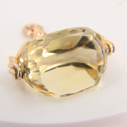 Vintage 9ct Gold Hallmarked Citrine Spinner Pendant Charm Solid Yellow Gold