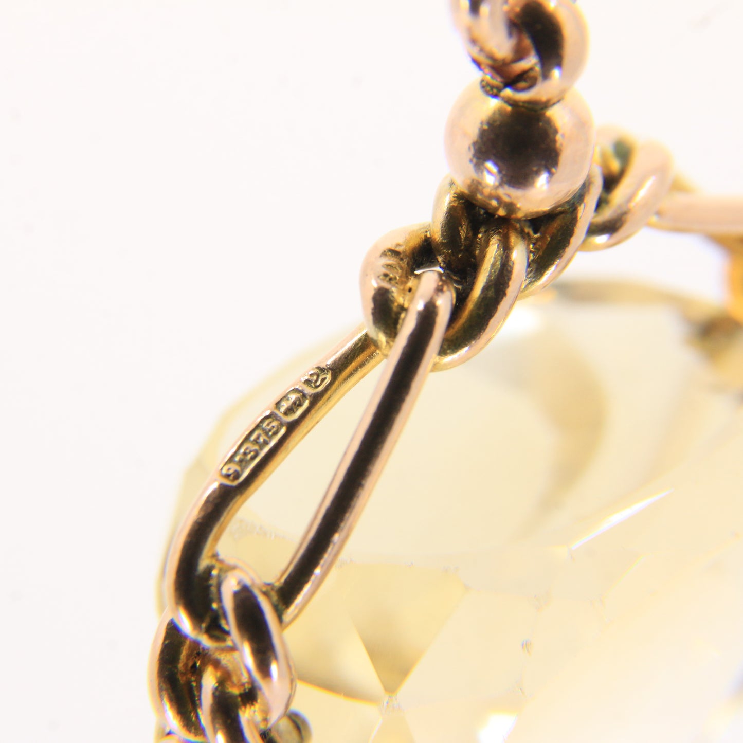 Vintage 9ct Gold Hallmarked Citrine Spinner Pendant Charm Solid Yellow Gold