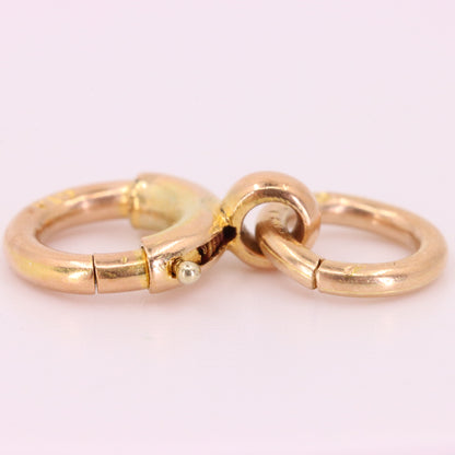 Antique 9ct Hallmarked Rose Gold Spring Ring Clasp Fastener Charm Holder Clip