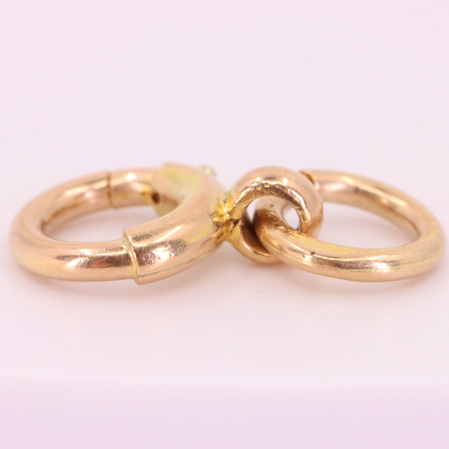 Antique 9ct Hallmarked Rose Gold Spring Ring Clasp Fastener Charm Holder Clip