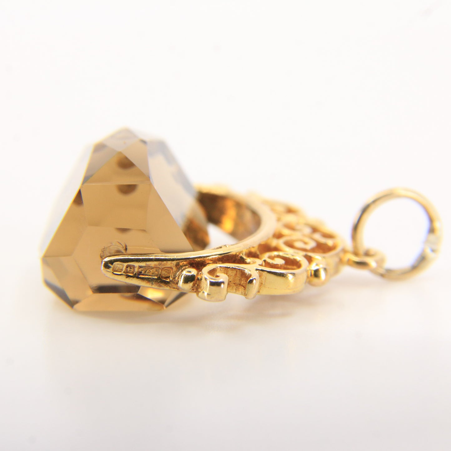 Vintage 9ct Gold Hallmarked Citrine Spinner Pendant Charm Yellow Gold