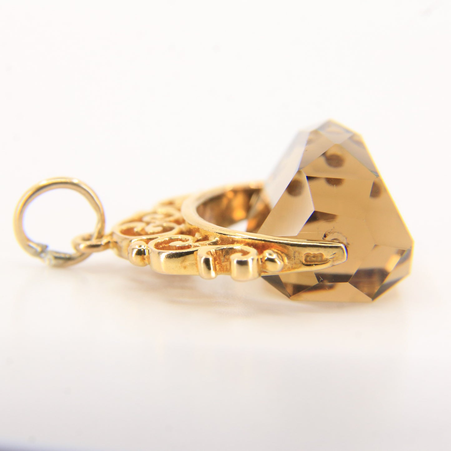 Vintage 9ct Gold Hallmarked Citrine Spinner Pendant Charm Yellow Gold
