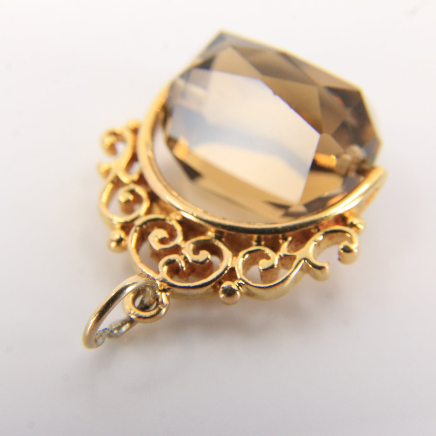 Vintage 9ct Gold Hallmarked Citrine Spinner Pendant Charm Yellow Gold