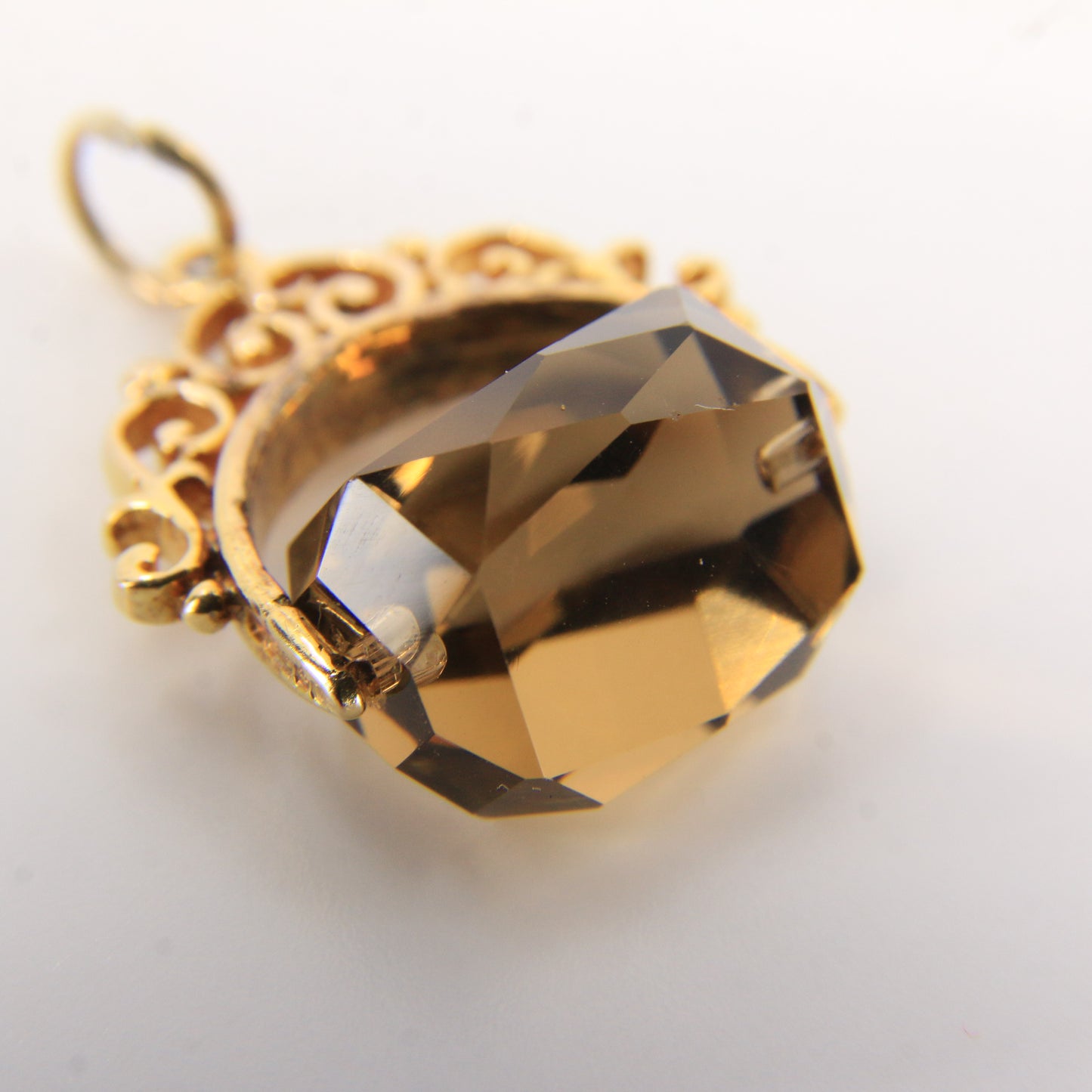 Vintage 9ct Gold Hallmarked Citrine Spinner Pendant Charm Yellow Gold