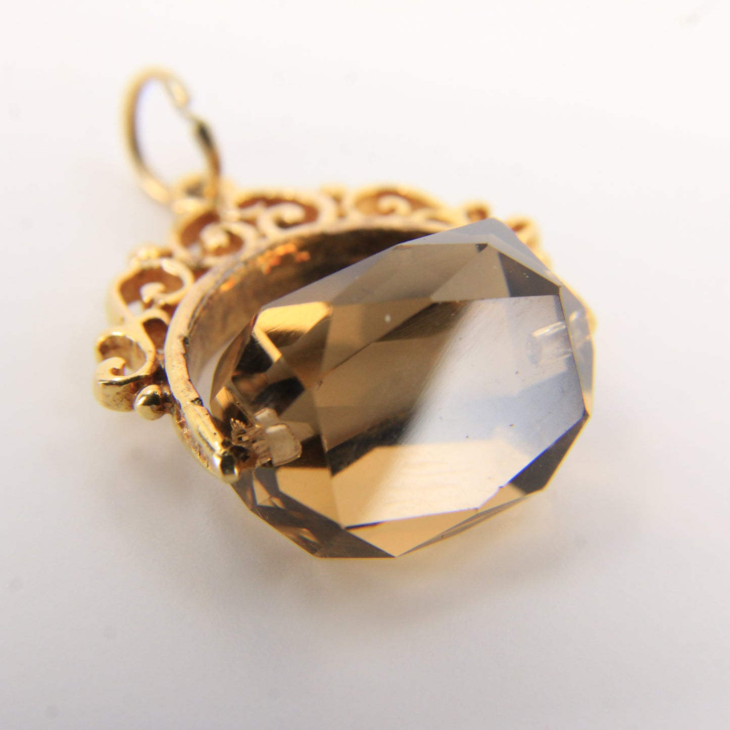 Vintage 9ct Gold Hallmarked Citrine Spinner Pendant Charm Yellow Gold