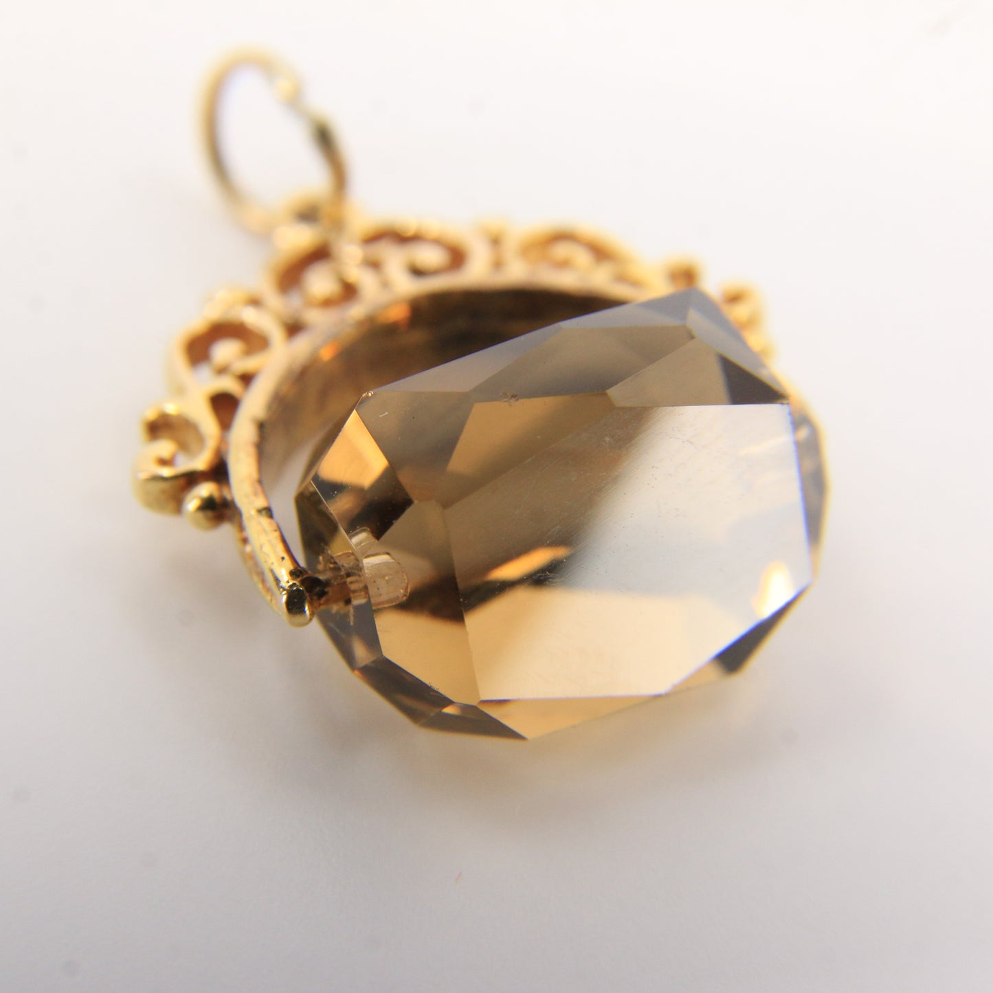 Vintage 9ct Gold Hallmarked Citrine Spinner Pendant Charm Yellow Gold