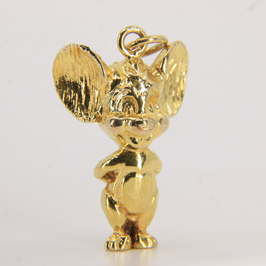 Vintage 9ct Yellow Gold Jerry Pendant Charm Hallmarked Cartoon Character Tom & Jerry