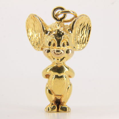 Vintage 9ct Yellow Gold Jerry Pendant Charm Hallmarked Cartoon Character Tom & Jerry