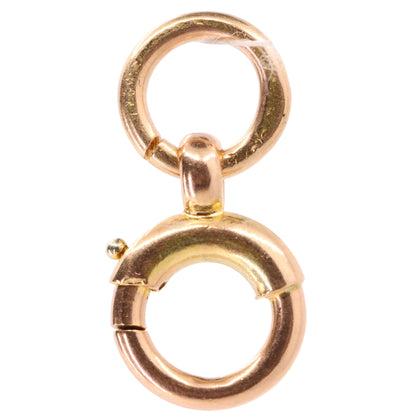 Antique 9ct Hallmarked Rose Gold Spring Ring Clasp Fastener Charm Holder Clip