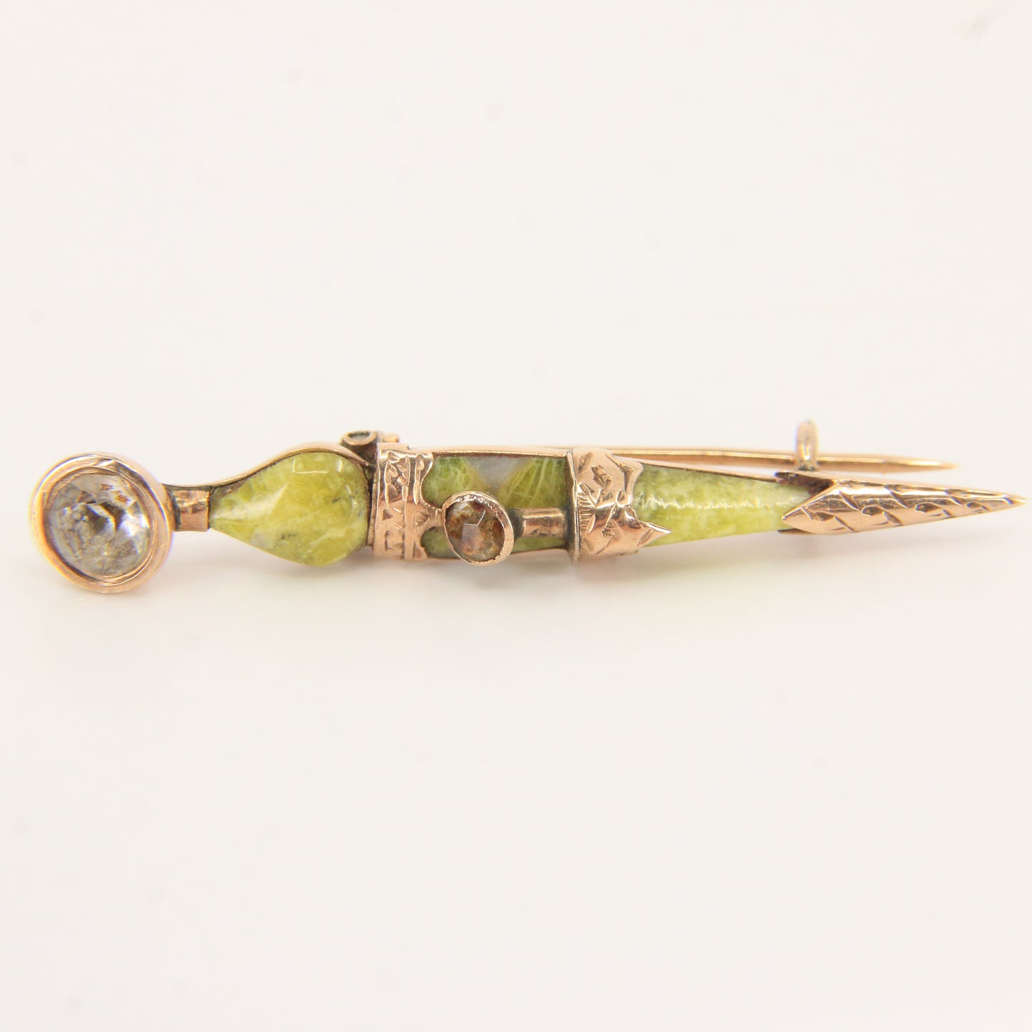 Antique 9ct Gold Scotland Skean Dhu Brooch Scottish Agate Citrine Boxed Gift