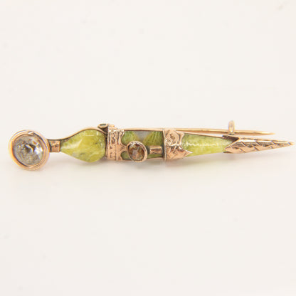 Antique 9ct Gold Scotland Skean Dhu Brooch Scottish Agate Citrine Boxed Gift
