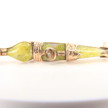 Antique 9ct Gold Scotland Skean Dhu Brooch Scottish Agate Citrine Boxed Gift