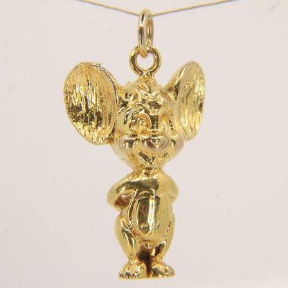Vintage 9ct Yellow Gold Jerry Pendant Charm Hallmarked Cartoon Character Tom & Jerry