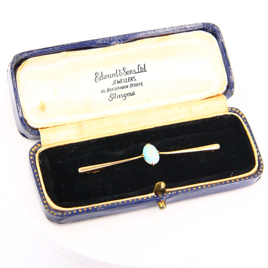 Vintage 9ct Opal Brooch 9 Carat Yellow Gold Antique Gift Boxed