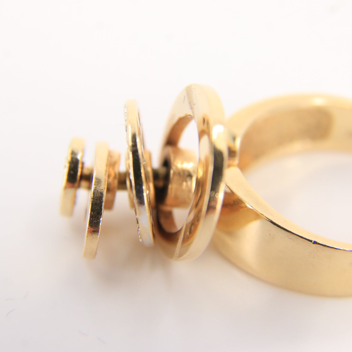 Vintage 14K Gold Diamond Spinner Ring UK SIZE O Moving Dress Ring Boxed