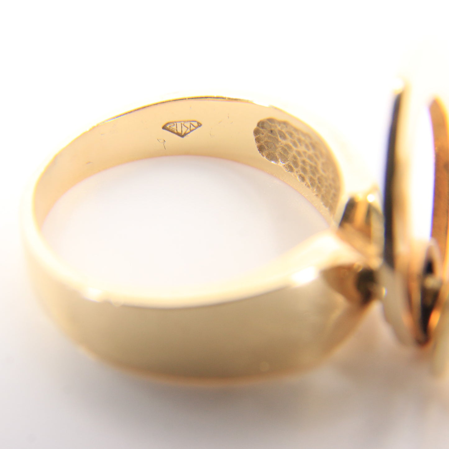 Vintage 14K Gold Diamond Spinner Ring UK SIZE O Moving Dress Ring Boxed