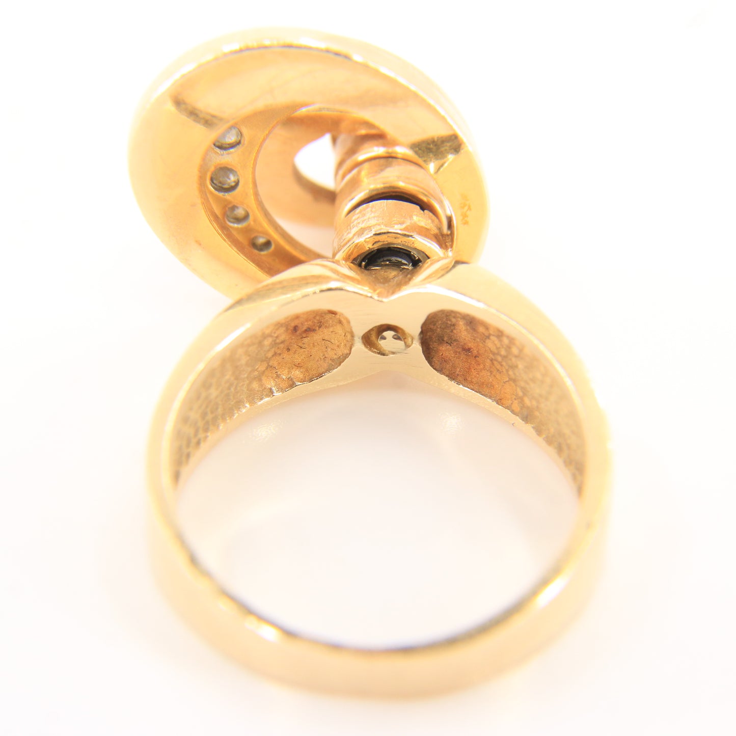 Vintage 14K Gold Diamond Spinner Ring UK SIZE O Moving Dress Ring Boxed